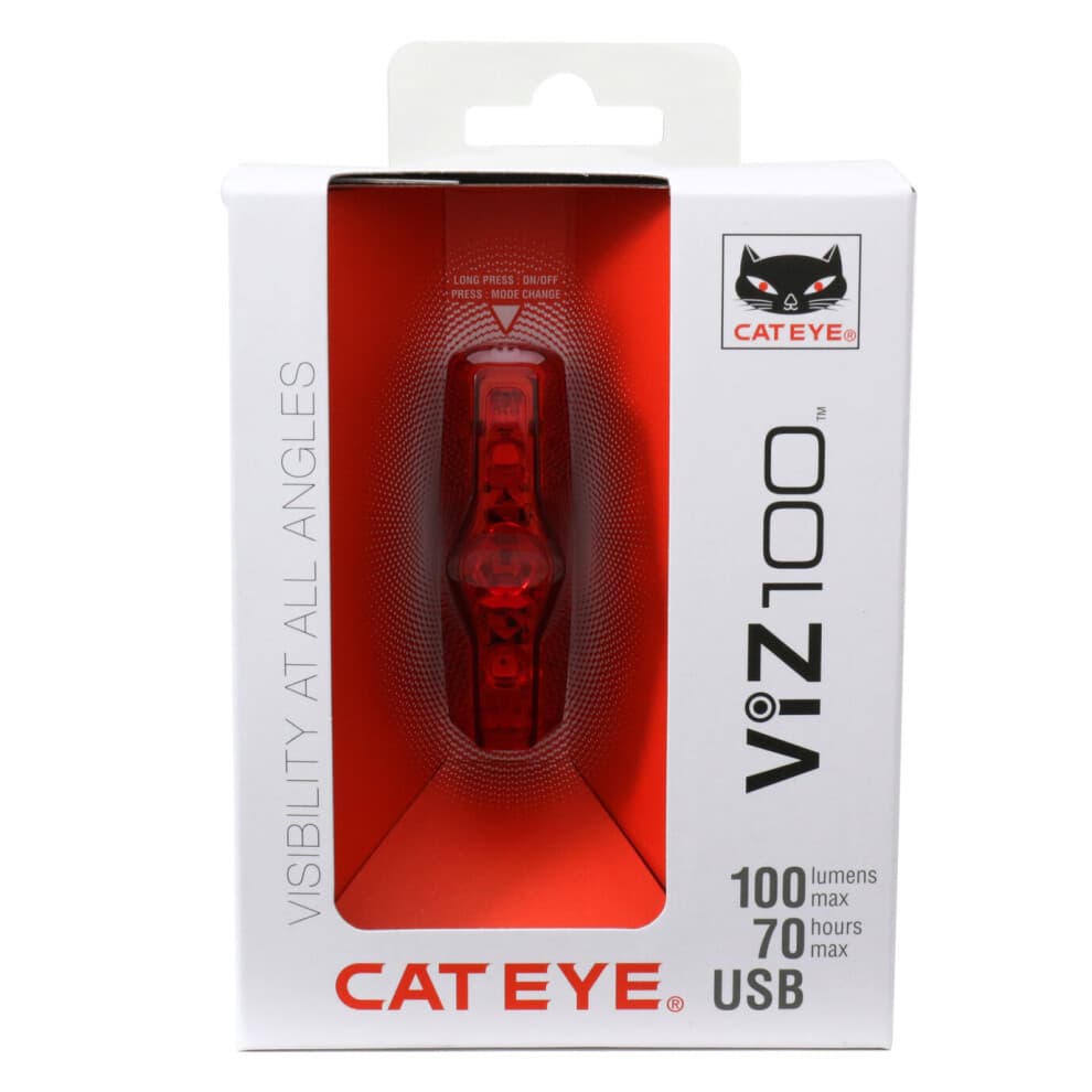 Cateye ViZ100 USB nabíjateľné zadné cyklistické svetlo 100 lúmenov s OptiCube