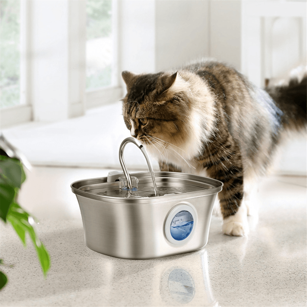 Vodná fontána pre mačky s úrovňovým oknom, fontána pre domáce zvieratá, zástrčka EÚ