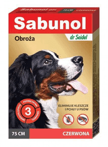 DERMAPHARM Sabunol Obroża Czerwona - P/Pchłom i Kleszczom 75 cm