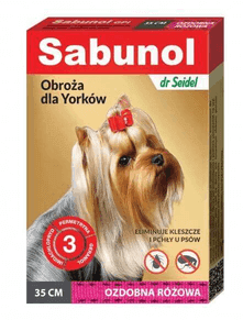 DERMAPHARM Sabunol Ozdobna Różowa Obroża Dla Yorka (Pchły, Kleszcze) 35 cm