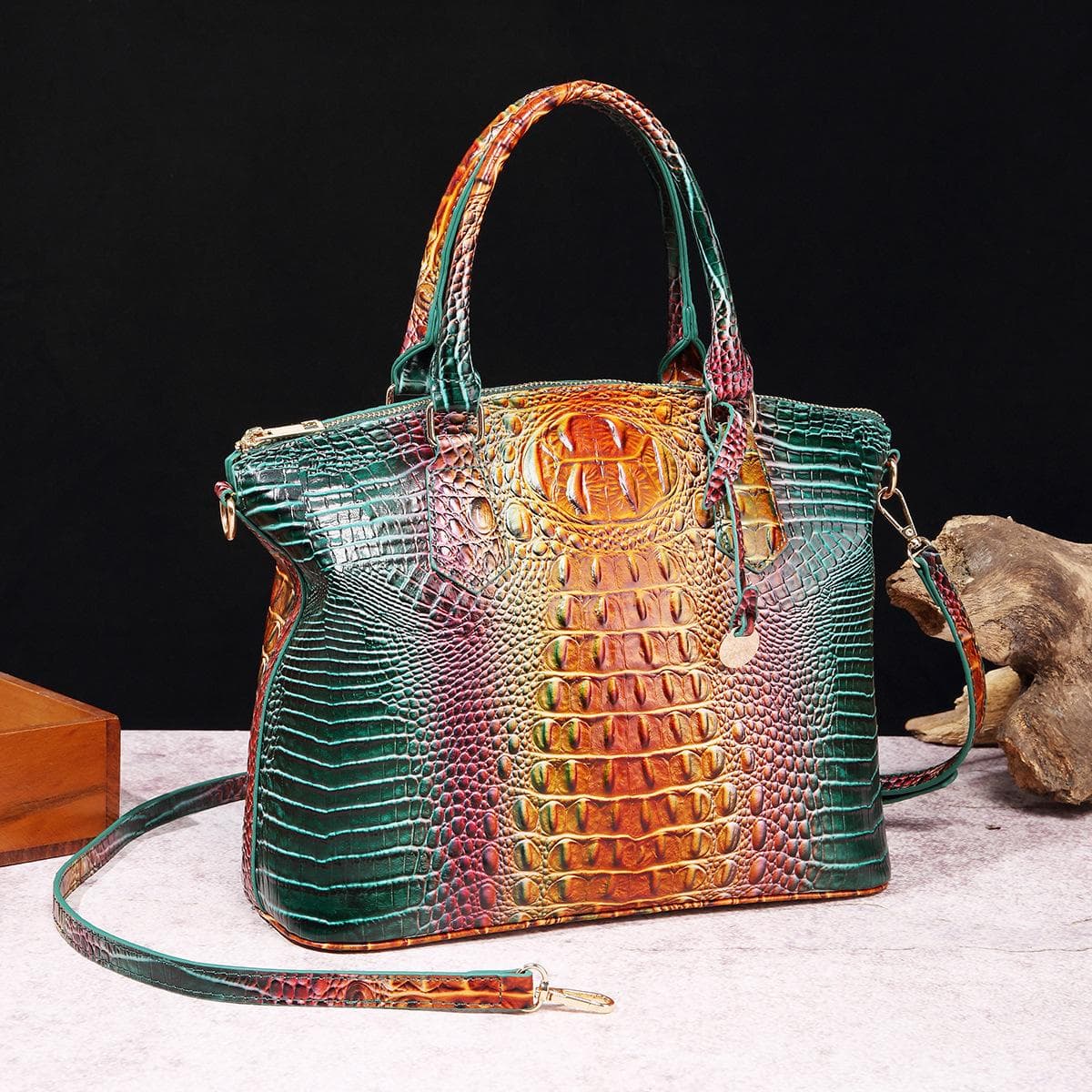 Ručná crossbody retro dámska taška Viacfarebná kabelka s krokodílím vzorom