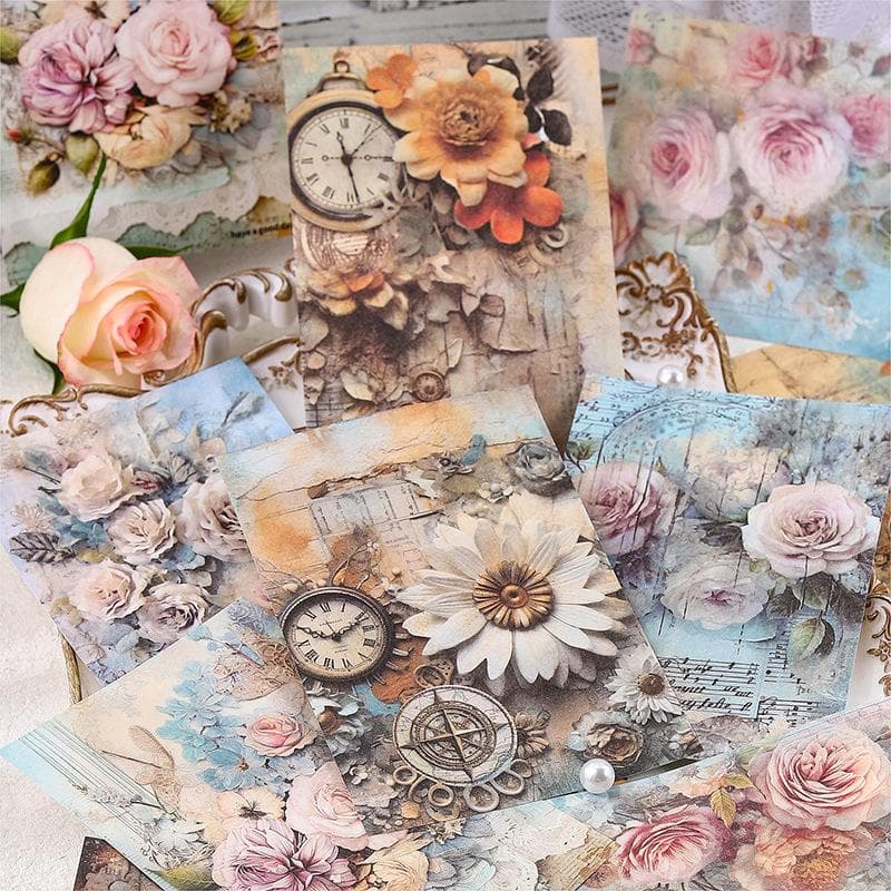 30 ks/balenie Vintage INS Kvetiny Rastliny Dekoračný papier ručne vyrobený DIY Scrapbooking Kreativita Podkladový papier