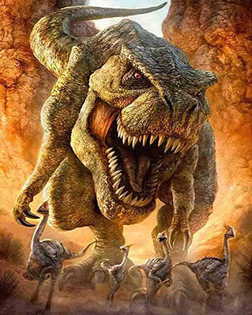Okrúhla vŕtačka 5D DIY diamantová maľba  Dinosaurus  Vyšívanie krížikovým stehom Bytový dekor