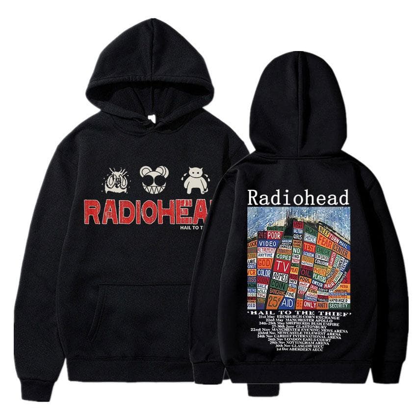 Radiohead Vintage Print Mikina s kapucňou Unisex dámsky Bavlnený pulóver Hip Hop Rocková kapela Hail To The Thief Hudobný album Mikiny s