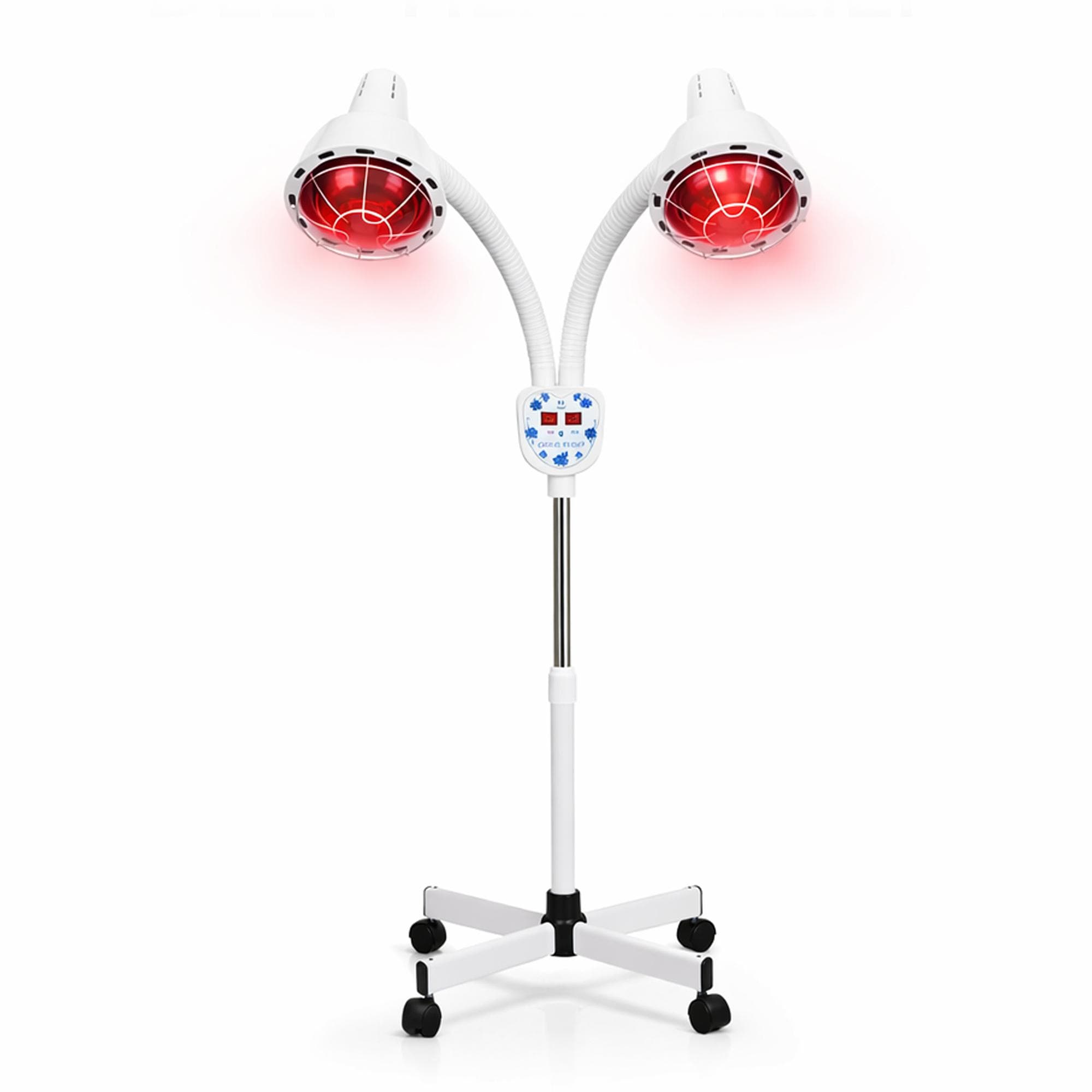 Mvolo® Dvojitá infračervená lampa - 600W Červené svetlo Terapia Tepelná lampa na úľavu od bolesti, regeneráciu svalov biela