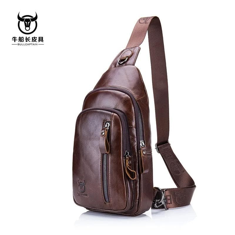BULLCAPTAIN Crossbody kabelky z pravej kože Muži Kožená taška na rameno Muži Tašky na hruď Móda Cestovné Kabelky Muž Messenger Taška Muž