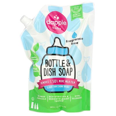 Dapple Baby, Náhradná náplň do saponátu na fľaše a riad, bez vône, 1 l