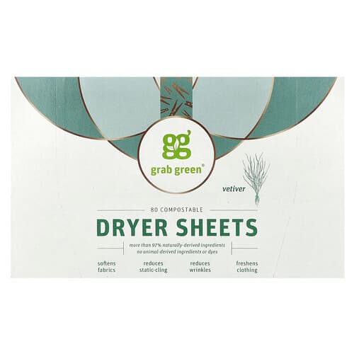 Grab Green, Sušiace utierky, Vetiver, 80 kompostovateľných utierok