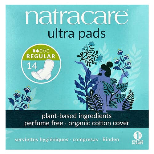 Natracare, Ultra vložky, poťah z organickej bavlny, bežné, 14 vložiek