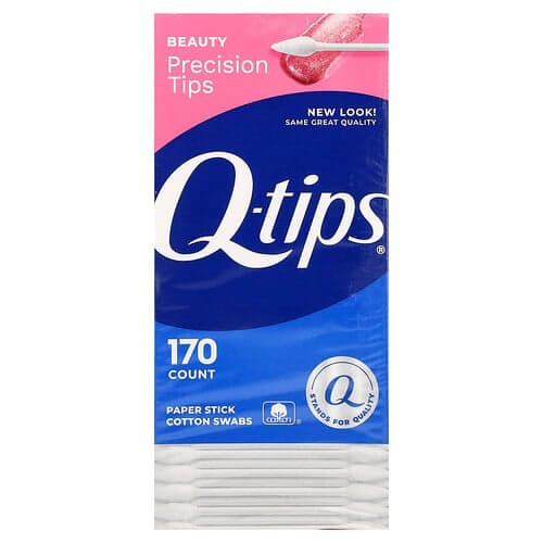 Q-tips, Vatové tyčinky s papierovými hrotmi Precision Tips, 170 ks