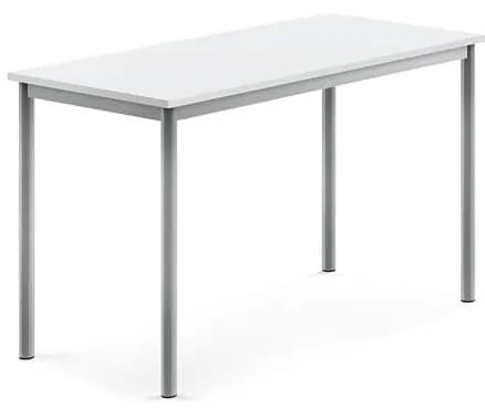 Stôl BORŠS, 1200x600x720 mm, laminát - biela, strieborná
