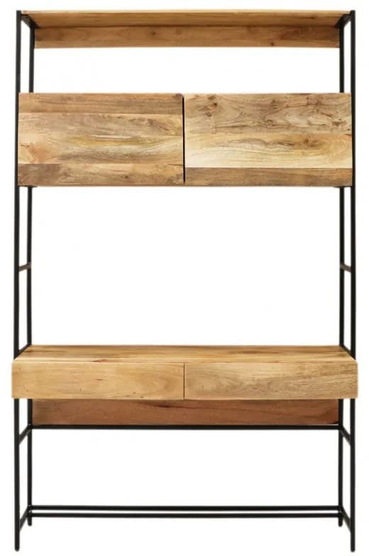 Písací stôl s knižnicou Gita 130x213x55 indický masív mango Mango natural