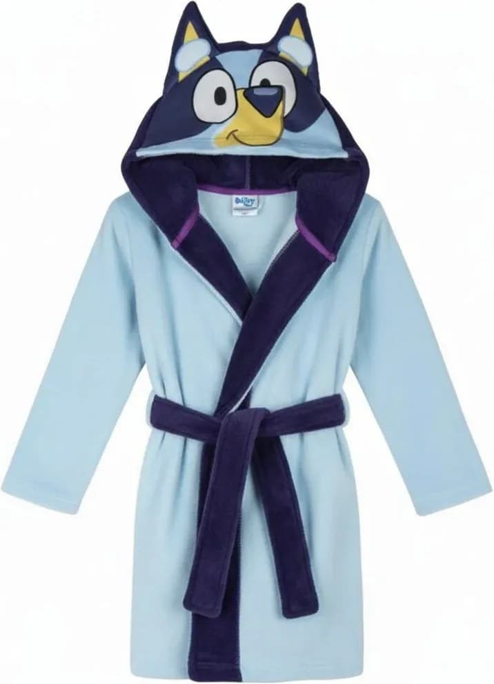 Detský coral fleece župan Bluey s kapucňou a uškami, EU 98