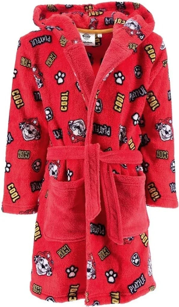 Detský / chlapčenský coral fleece župan s kapucňou Paw Patrol - Marshall, EU 98 Červená