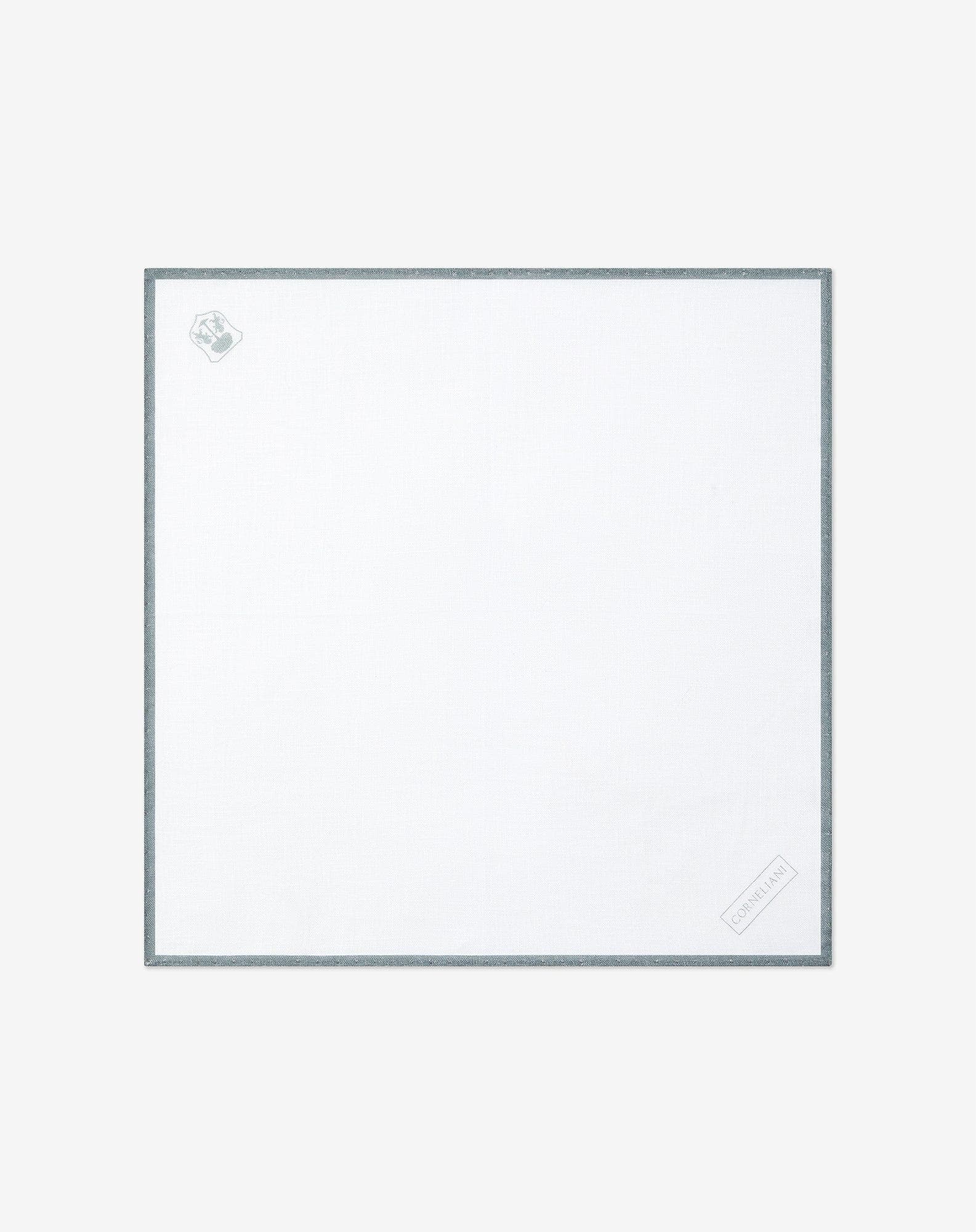 White and green linen pocket square