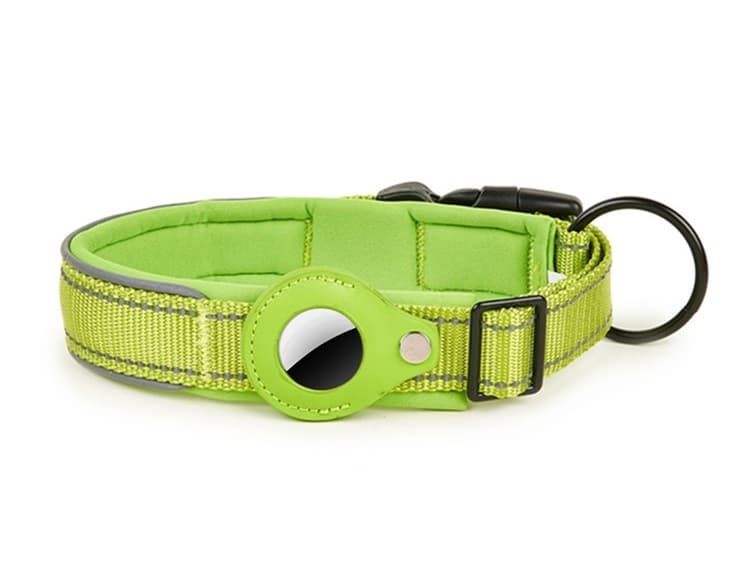 PROTEMIO GLOWY PAW Reflexný obojok pre Apple AirTag VEĽKOSŤ: M - svetlozelený