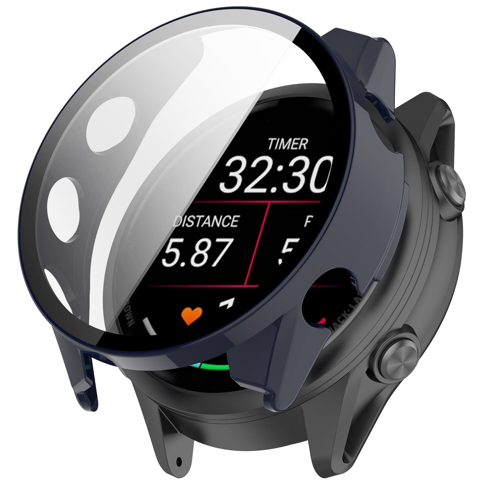 PC FULL COVER Plastový kryt so sklom pre Garmin Forerunner 570 47mm tmavomodrý