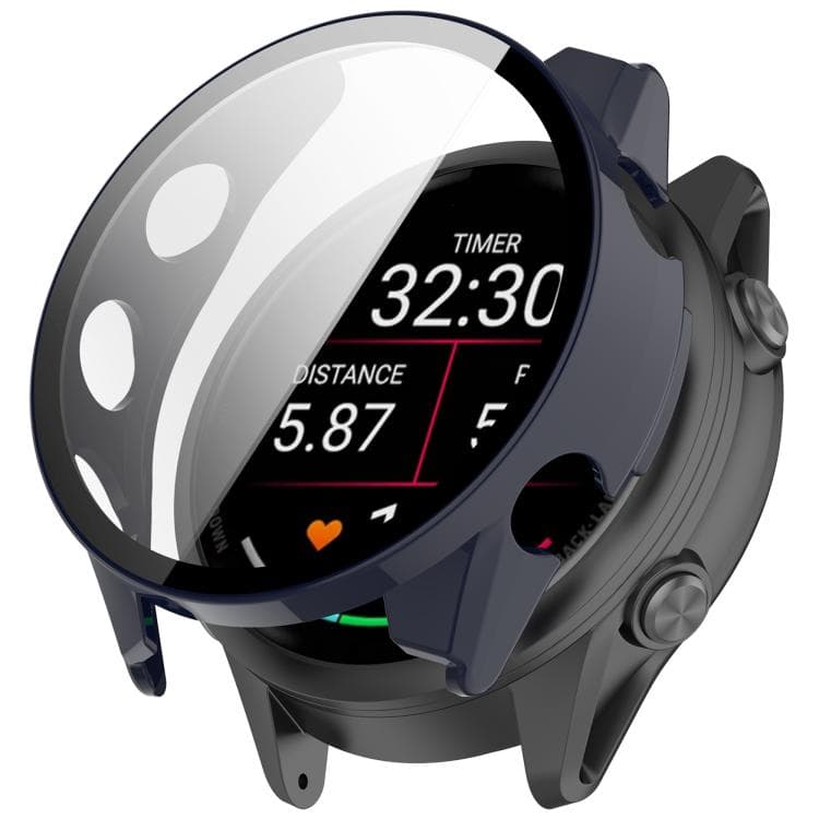 PC FULL COVER Plastový kryt so sklom pre Garmin Forerunner 970 tmavomodrý