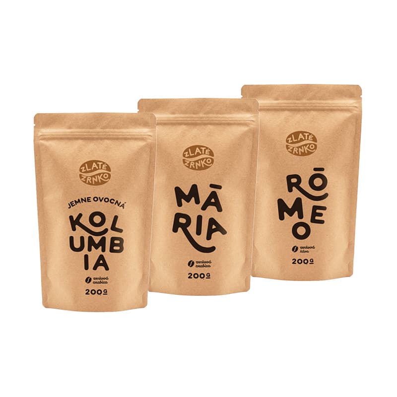 Káva Zlaté Zrnko - Top3 kávy na moku 600g (Kolumbia, Mária, Rómeo)