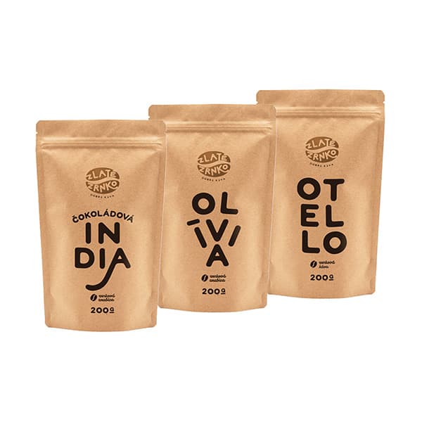 Káva Zlaté Zrnko - Top3 kávy na espresso horkej chuti 600g (India, Olívia, Otello)