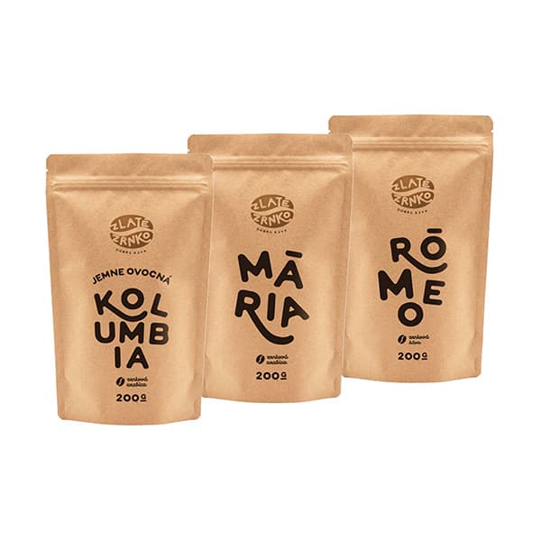 Káva Zlaté Zrnko - Top3 kávy na moku 600g (Kolumbia, Mária, Rómeo)