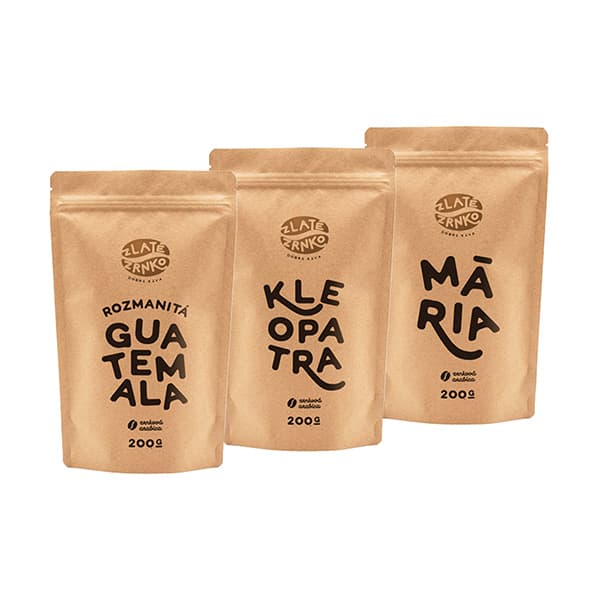Káva Zlaté Zrnko - Top3 kávy na espresso pestrej chuti 600g (Guatemala, Mária, Kleopatra)