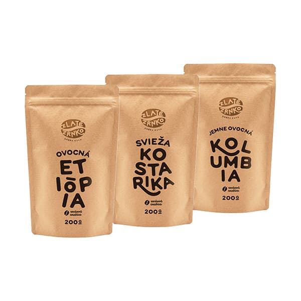 Káva Zlaté Zrnko - Top3 kávy na espresso ovocnej chuti 600g (Etiópia, Kostarika, Kolumbia)