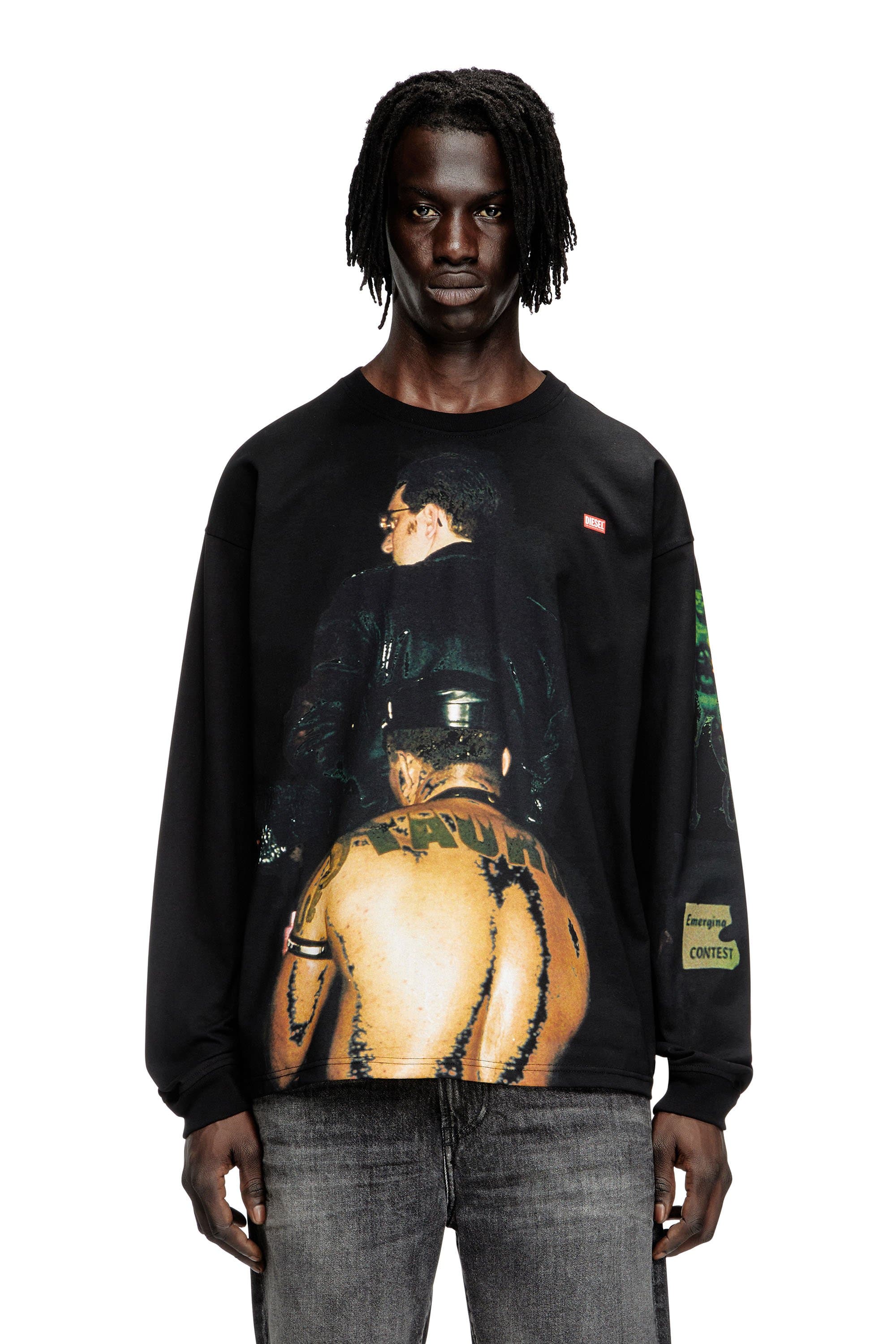 Diesel - Long-sleeve T-shirt with graphic print - T-Shirts - Unisex - Black