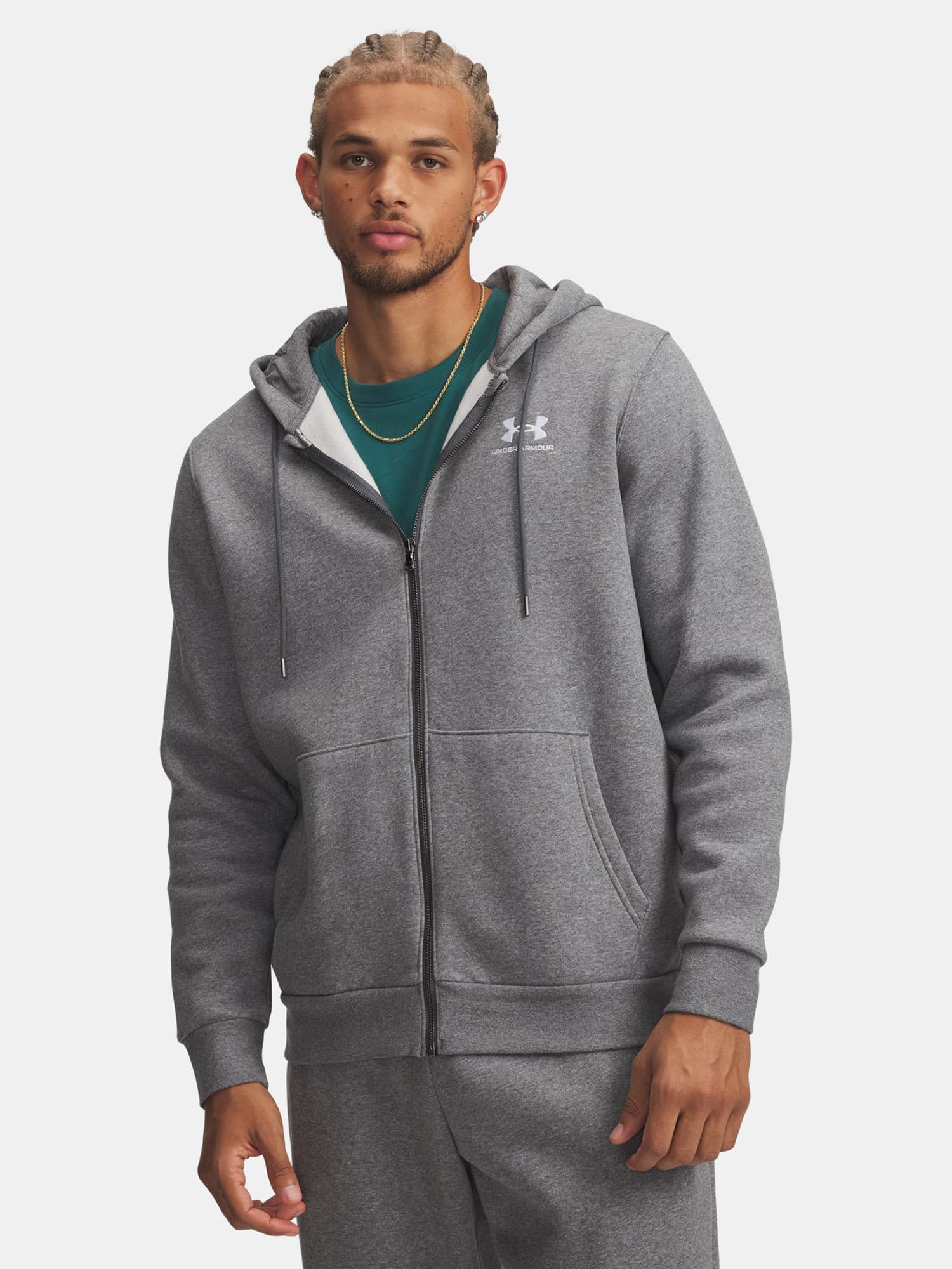 Šedá mikina Under Armour UA Essential Fleece FZ Hood