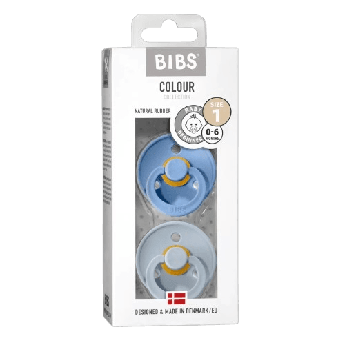 BIBS Colour Cumlíky z prírodného kaučuku, veľkosť 1 - Sky Blue/Baby Blue, 2 ks