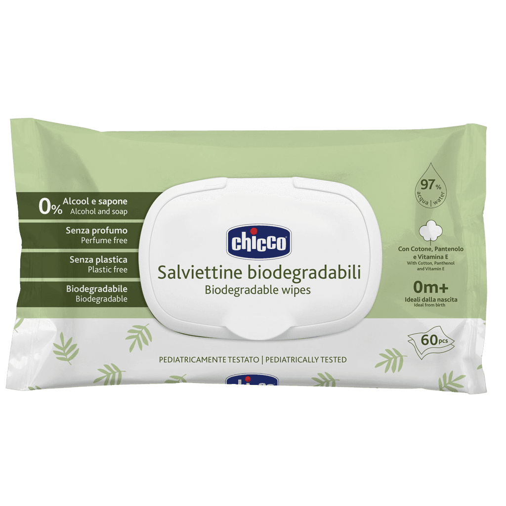 CHICCO Detské vlhčené obrúsky bez obsahu plastov 60 ks