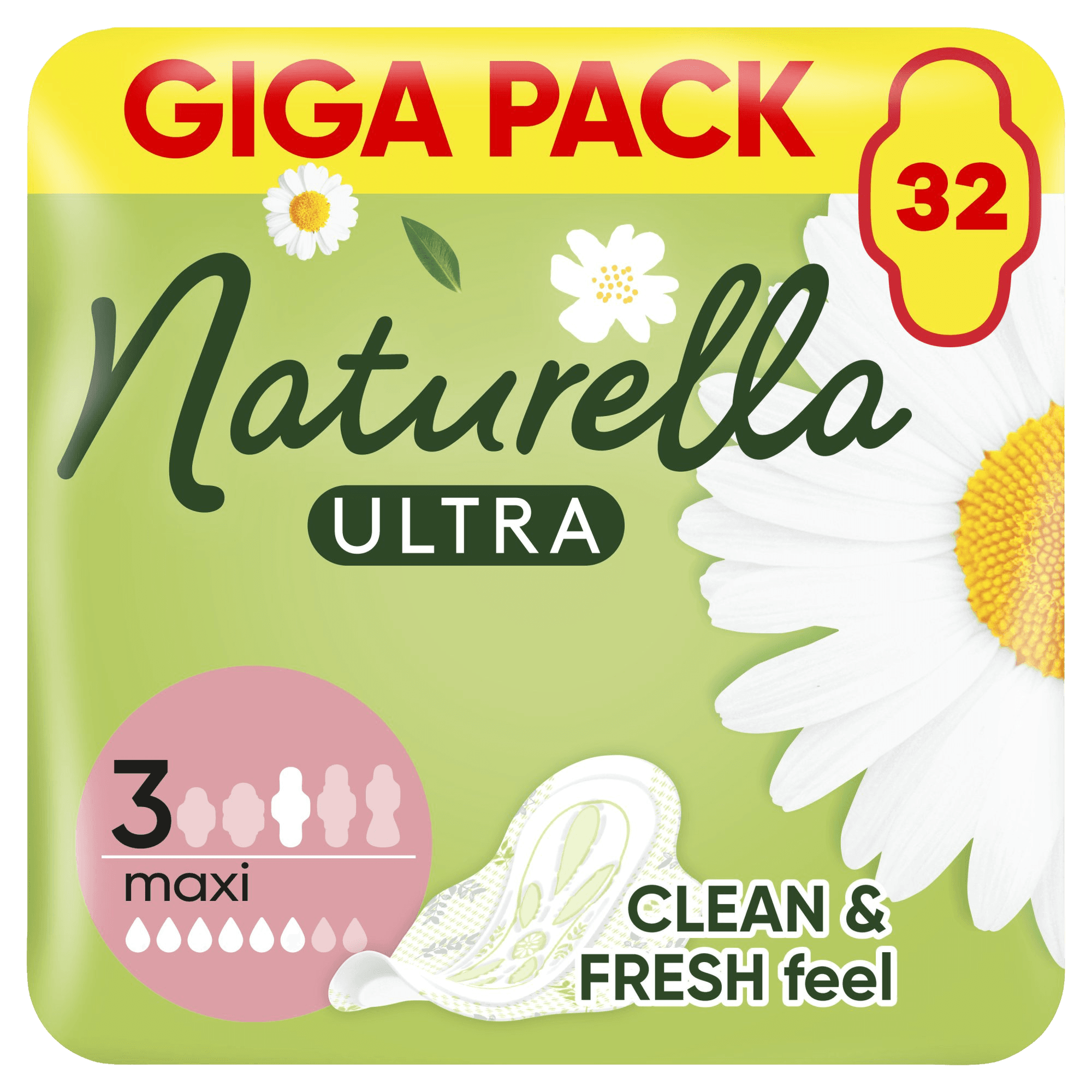 NATURELLA Ultra Maxi Size 3 hygienické vložky s křidélkyUltra Maxi Size 3 hygienické vložky s krídelkami 32 ks