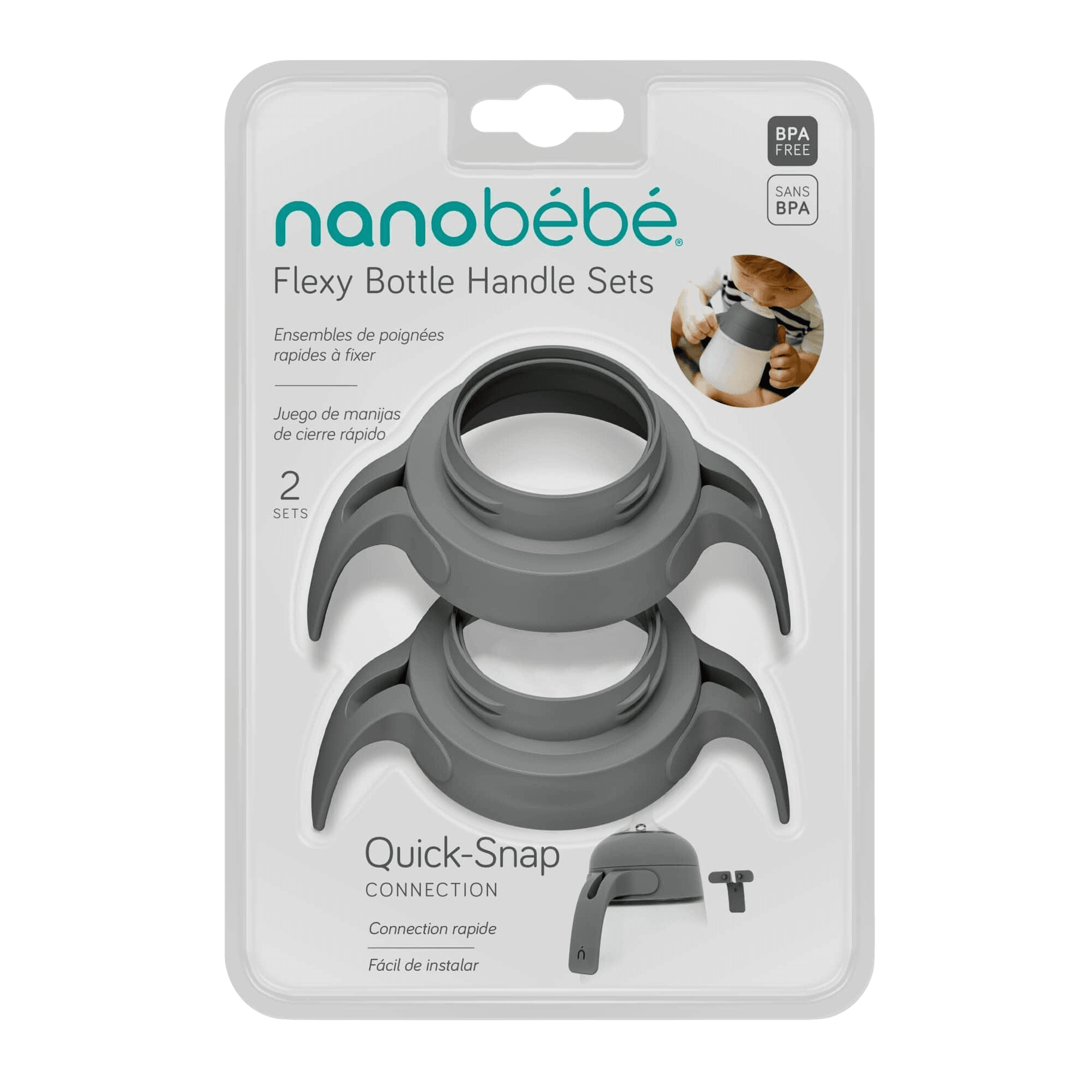 NANOBÉBÉ sada madel na láhve Flexy šedá 2 ks
