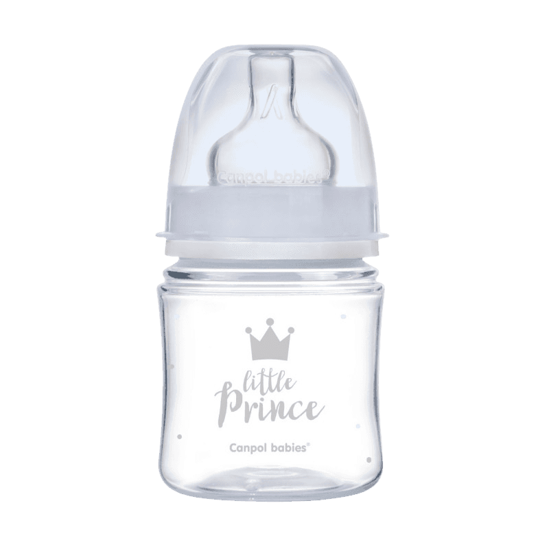 CANPOL BABIES Dojčenská antikoliková fľaša široká EasyStart ROYAL BABY modrá 120 ml