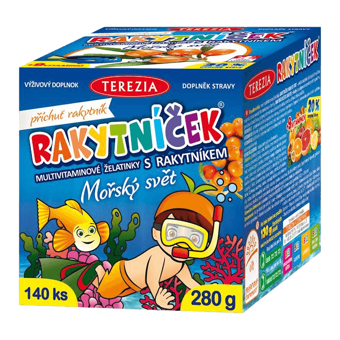 TEREZIA Rakytníček Morský svet multivitamínové želatínky s rakytníkom 140 ks